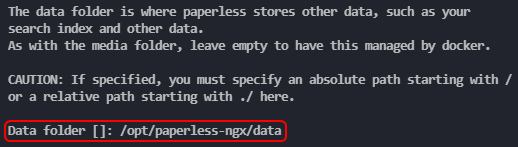 Configure Paperless-ngx Data Folder.