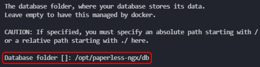 Configure Paperless-ngx DB Folder.