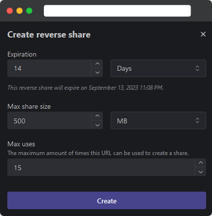 Set up your Reverse Share.
